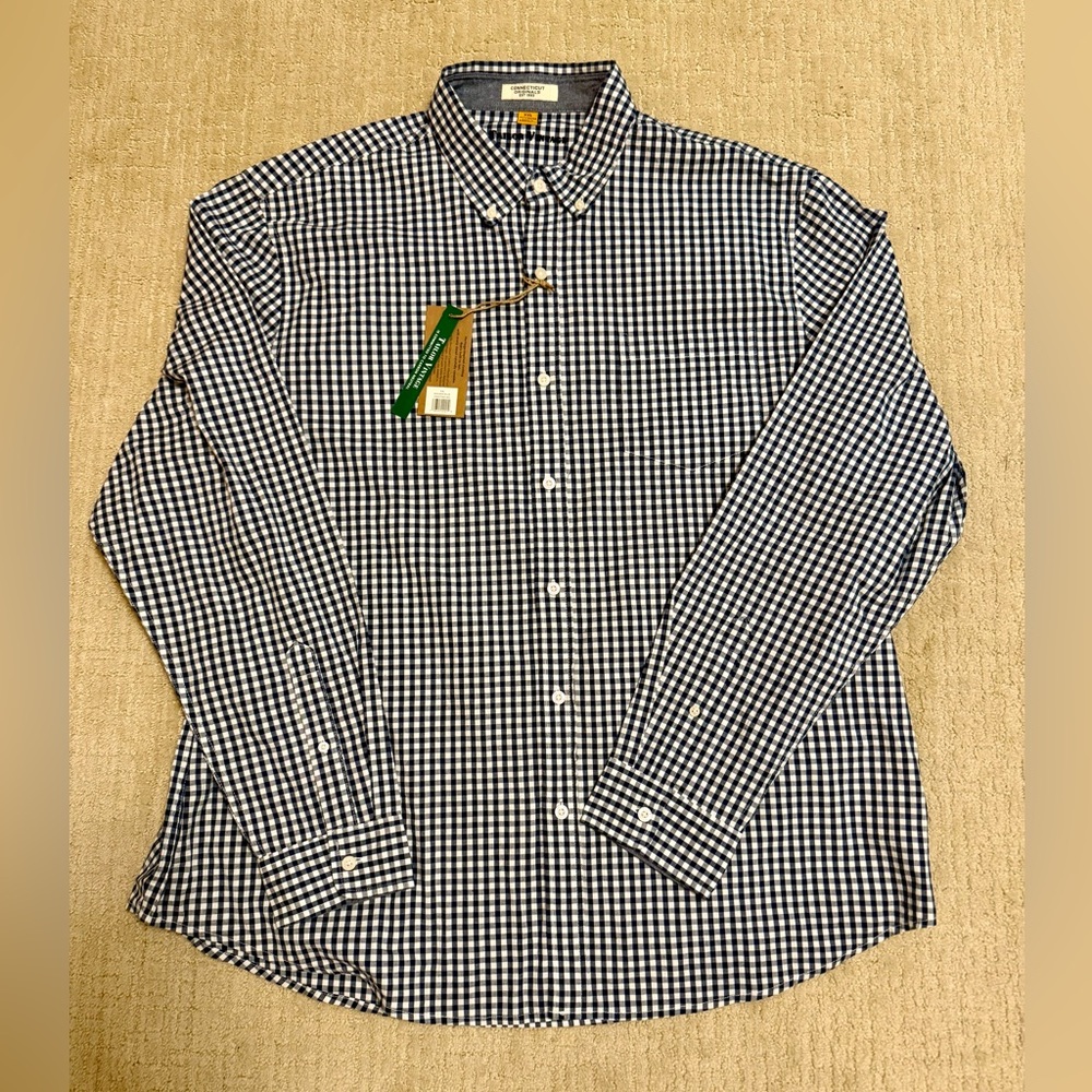 NWT Tailor Vintage Men’s Navy/White Long Sleeve Button Down Shirt Size XXL